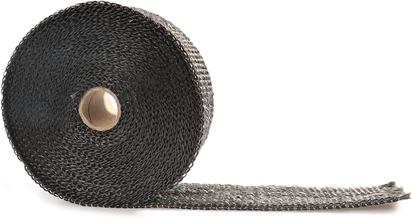 2''x33' Exhaust Heat Wrap Roll for Motorcycle Fiberglass Heat Shield Tape with Stainless Steel Locking Ties (Black)