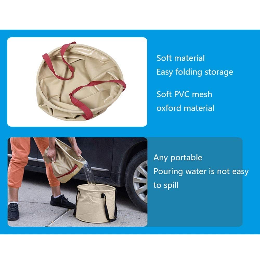 Seau Pliant, Seau Polyvalent Extérieur Portatif De Grande Capacité 28L, Seau De Camping Pique-Nique/Pêche en Plein Air/Lave-Auto