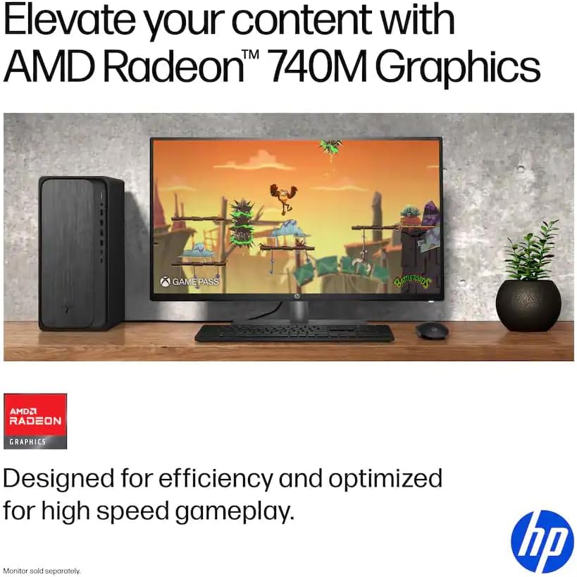 HP Secure & Productive Business Tower Desktop, AMD 6-Core Ryzen 5 (Beat Intel Core i7-1185G7), 16GB DDR5 RAM, 1TB Storage(512GB SSD & 500GB HDD), HDMI + DP, RJ-45, USB-C, Windows 11 Pro - 4