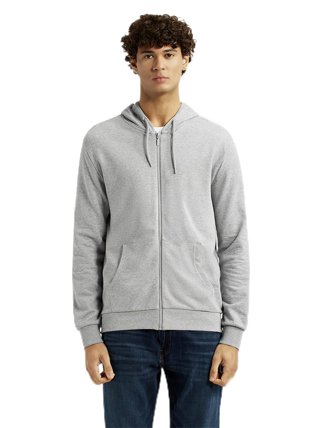 Levi's Men's Solid Light-Grey Hooded Sweatshirt-picture-37