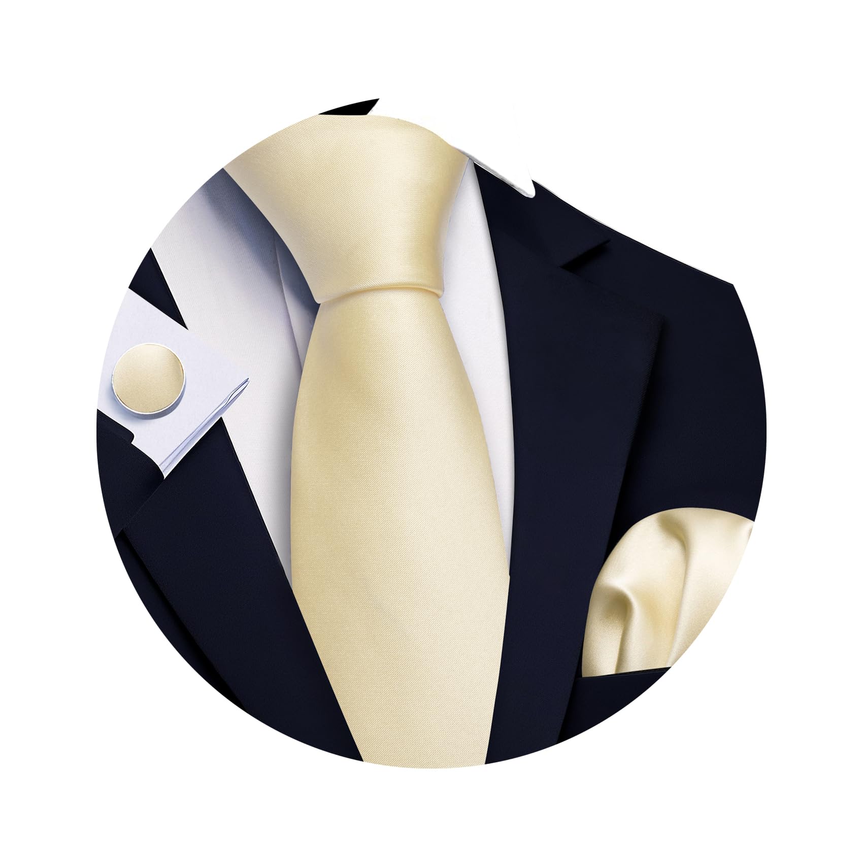 Tie Sets for Men Silk Solid Necktie Stain Ties Handkerchief Pocket Square Cufflinks Wedding Business Dyed