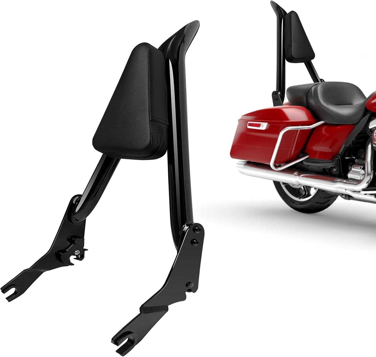 Detachable Passenger Backrest Sissy Bar, 26 Inch Triangular Blade-Style Sissy Bar Passenger Backrest Fit for Harley Davidson Touring Road King Street Glide Electra Glide 2009-2026