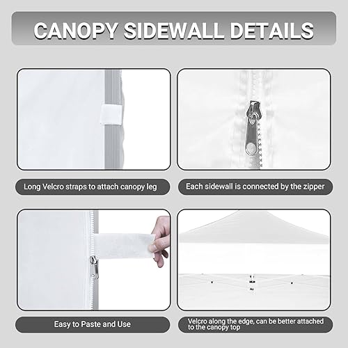 Miniatura 3 de ShiningShow Pared lateral instantánea de 10 x 15 pulgadas, paredes laterales de toldo para tienda de campaña desplegable de 10 x 15 pulgadas, pared