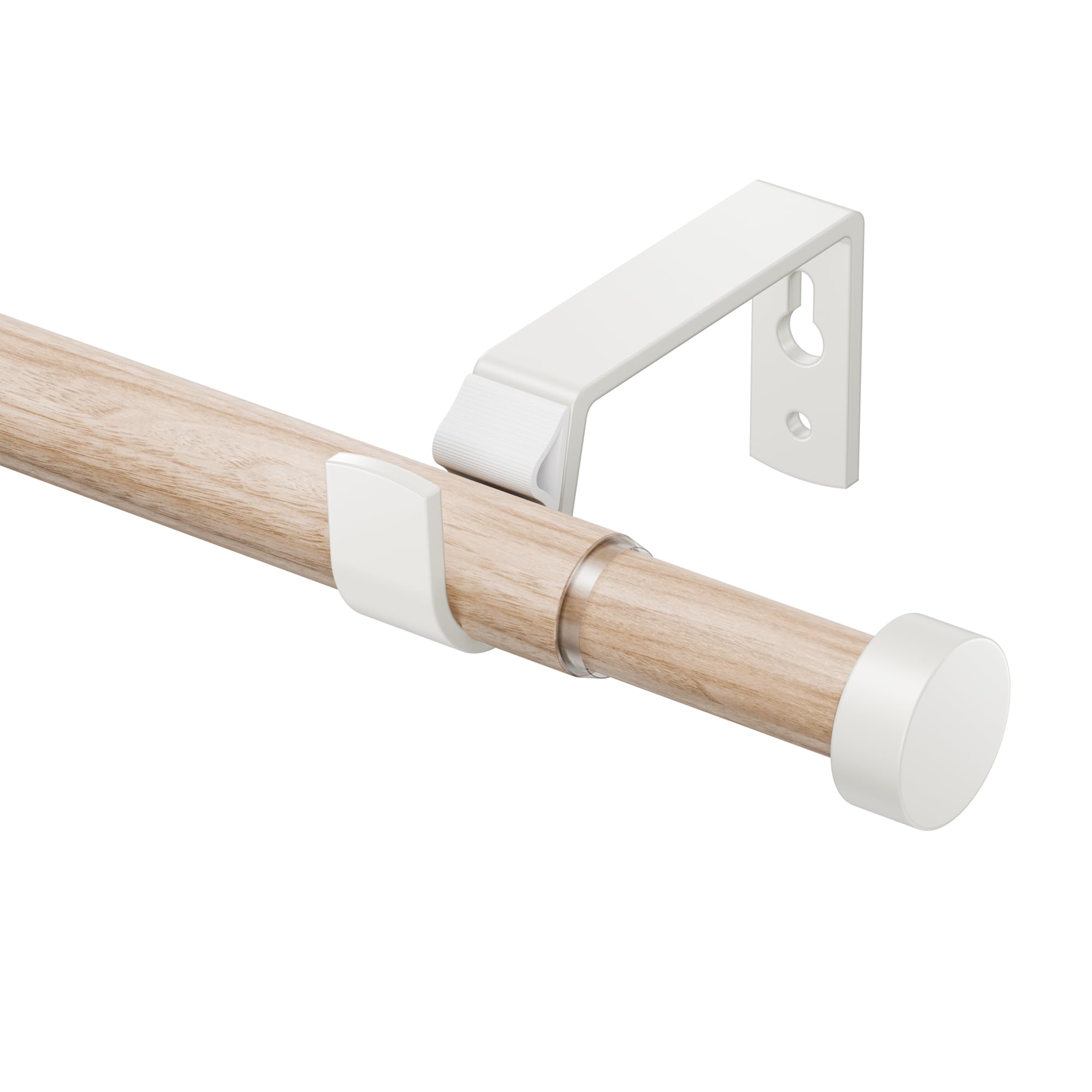 Bastoni Per Tende Con Venature di Legno 70-135 CM, Bastone Tenda Estensibile da 19 MM con Terminale Bianco, Bastone Tenda in Metallo Per Tende con Occhielli, Decorazioni Eleganti per Balconi, Cucine