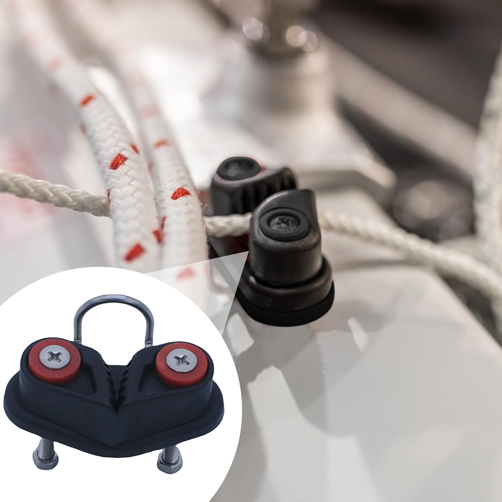 Cramponi per camme fitness – Materiale di serraggio per corda in nylon da 8 cm, sistema di bloccaggio della linea kayak resistente all'usura | Tocco nero portatile per regolazioni di navigazione