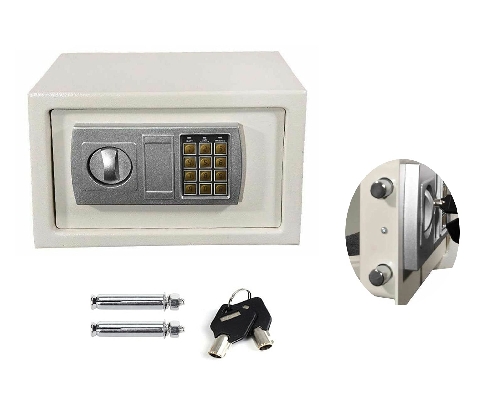 Cassetta di Sicurezza Elettronica Tastiera Digitale in Acciaio Massiccio Cassaforte per Contanti Cassaforte ignifuga Impermeabile/Bianco/4.6L,White-8.5L
