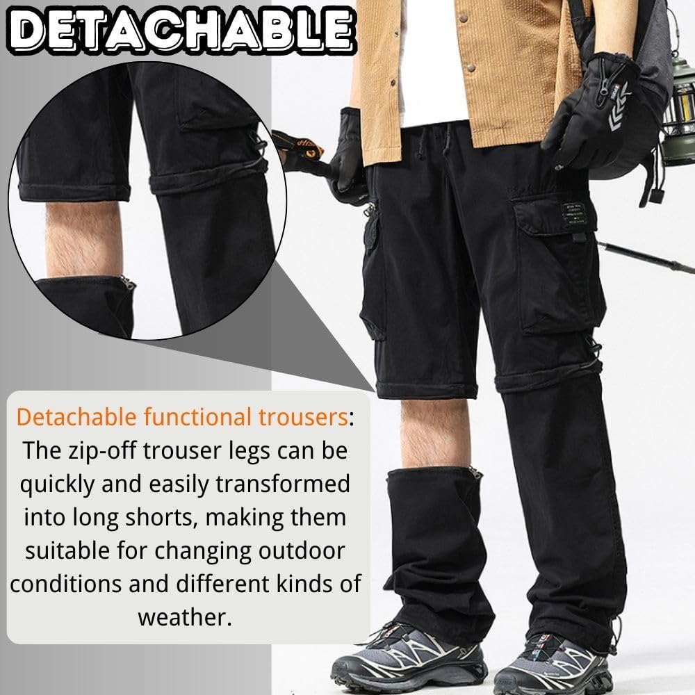 Pantalon de randonnée pour homme - Pantalon de travail amovible - Respirant - Pantalon d'extérieur - Séchage rapide - Pantalon fonctionnel d'été