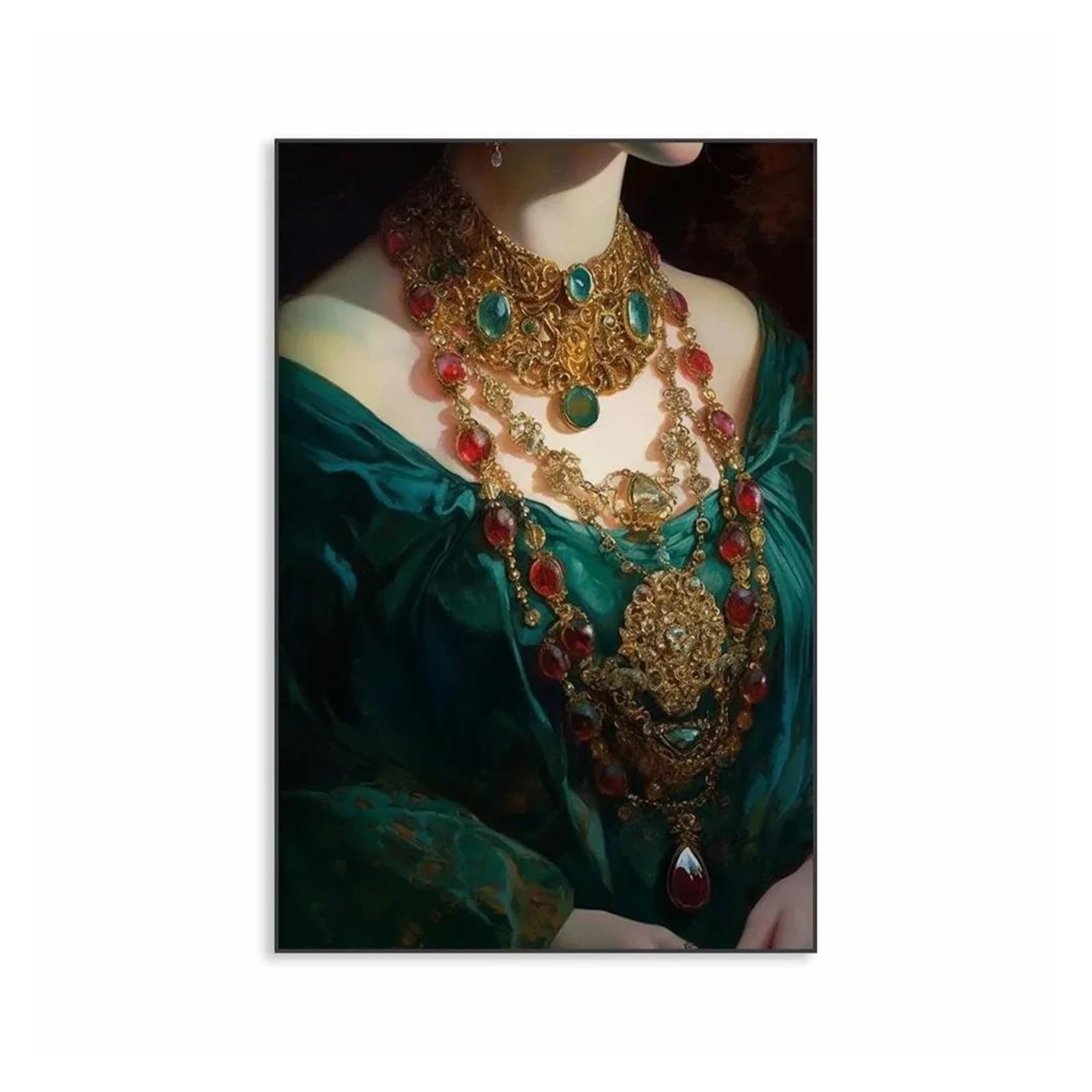 Peinture à l'huile de portrait baroque vintage | Toile d'art murale chic 40x50cm