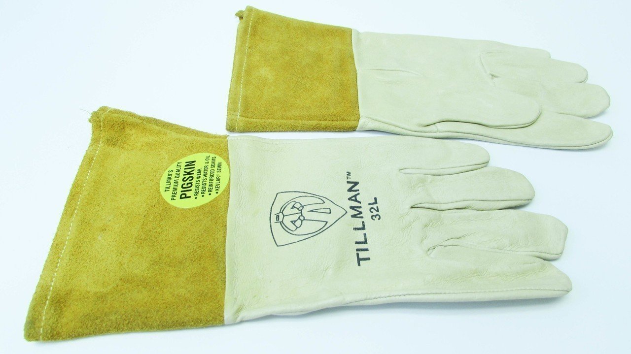 John Tillman Large 14 14" Gold and Russet Heavy Duty Top Grain Pigskin Unlined MIG Welders