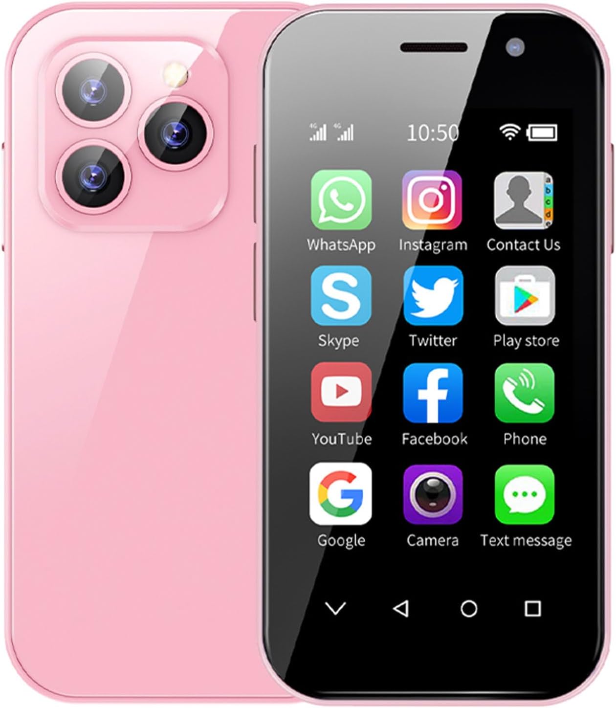 Hipipooo Mini Smartphone Unlocked 4G Mobile Phone 3.0 inches,Dual SIM,2600mAh Battery,2MP+5MP Camera,Face Unlock Student Pocket Cellphone(Pink,3GB+32GB)