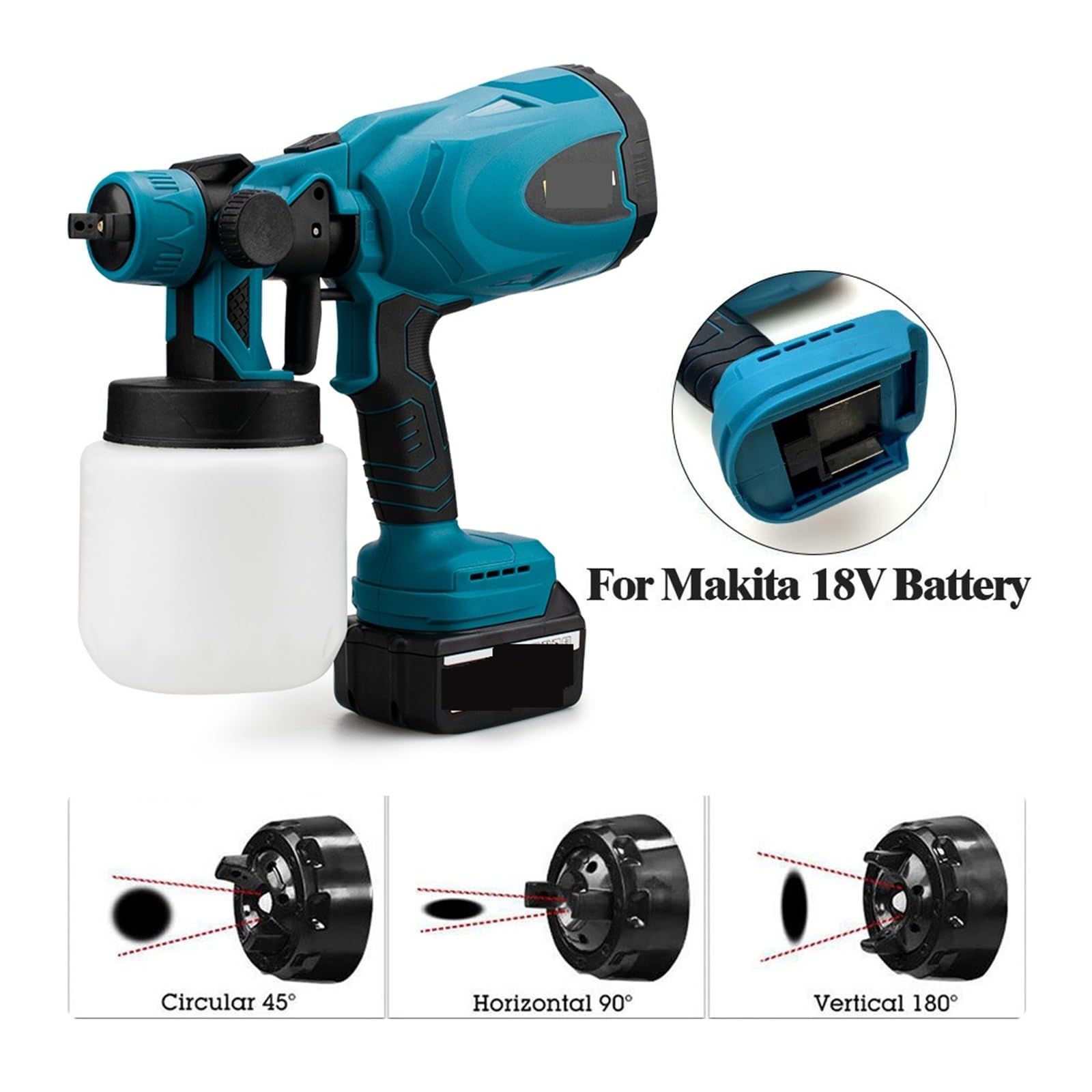 Pistolet natryskowy, 800ML przenośny elektryczny pistolet natryskowy akumulatorowy elektryczny pistolet natryskowy do użytku domowego elektryczny pistolet natryskowy kompatybilny z akumulatorem 18 V