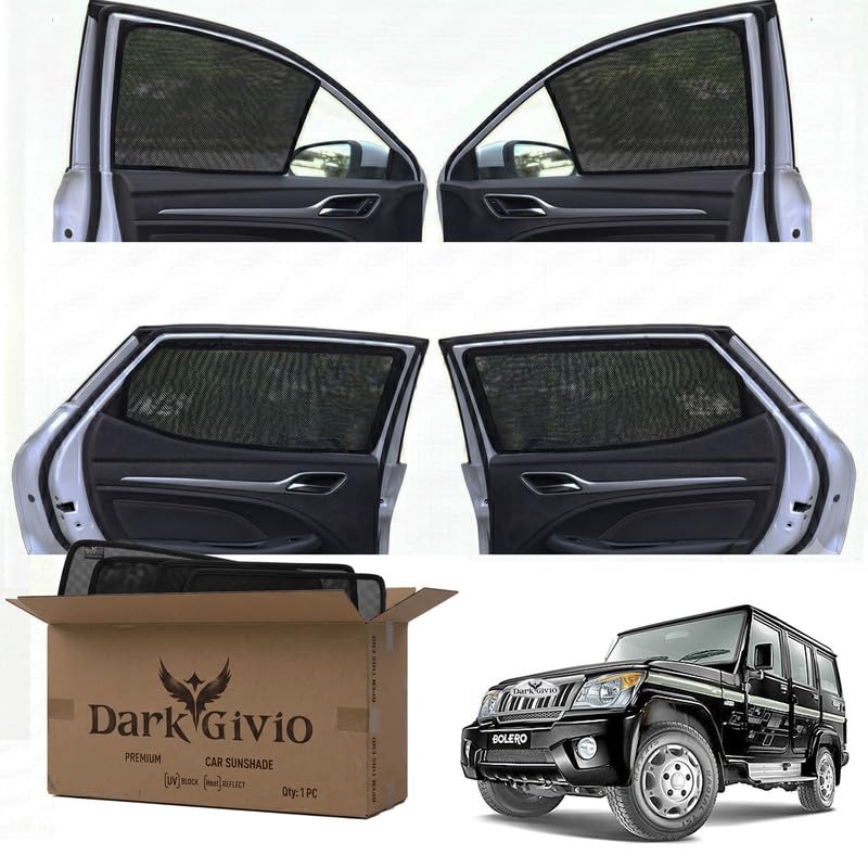 Image of Car Window Sun Shade Protector for Bolero (FRFULL SZ) | Exact Fit Non-Magnetic Half Cut Sunshade (Set of 4 /6) | UV Blocker Side Window Car Curtains & Interior Accessory
