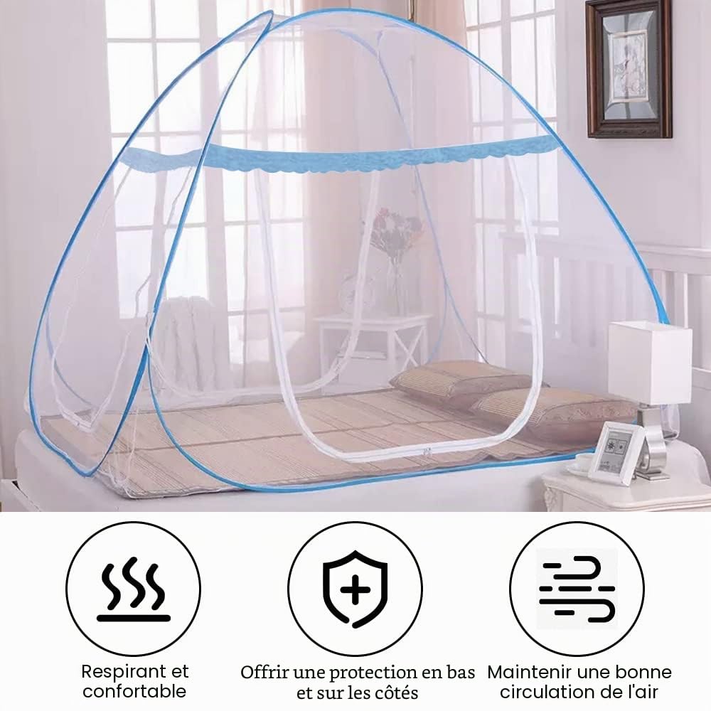 Moustiquaire de Lit Pliable, Portable de Voyage Moustiquaire 180 x 200 x 150 cm, Double Porte Camping Mosquito Rideau, Pop-up Moustiquaires avec Entrée Surdimensionnée, moustiquaires de Voyage