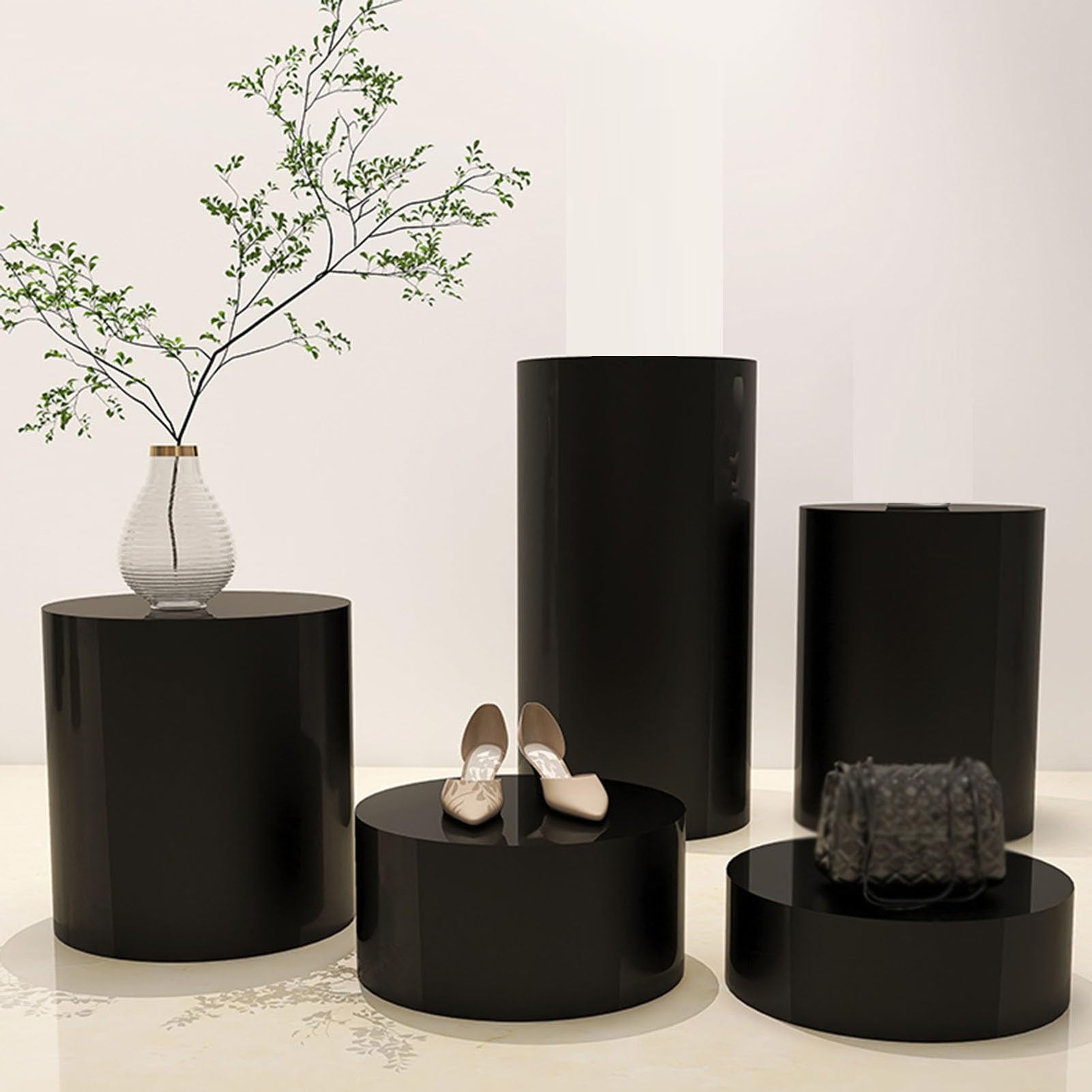 Base de exhibición de decoración de actividades, soportes de pedestal | Disponible en varios tamaños, for exhibiciones de joyería for fiestas y exhibiciones minoristas(Black,60x15cm)