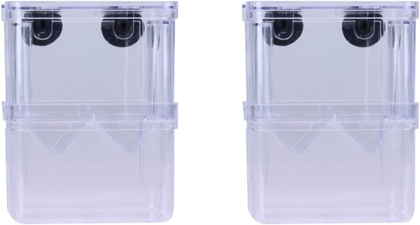 Aquarium Fish Breeder Box, Hatching Incubator Isolation Box Self-Floating Transparent for Guppies Baby Fish Hatchery Tank 2Pcs
