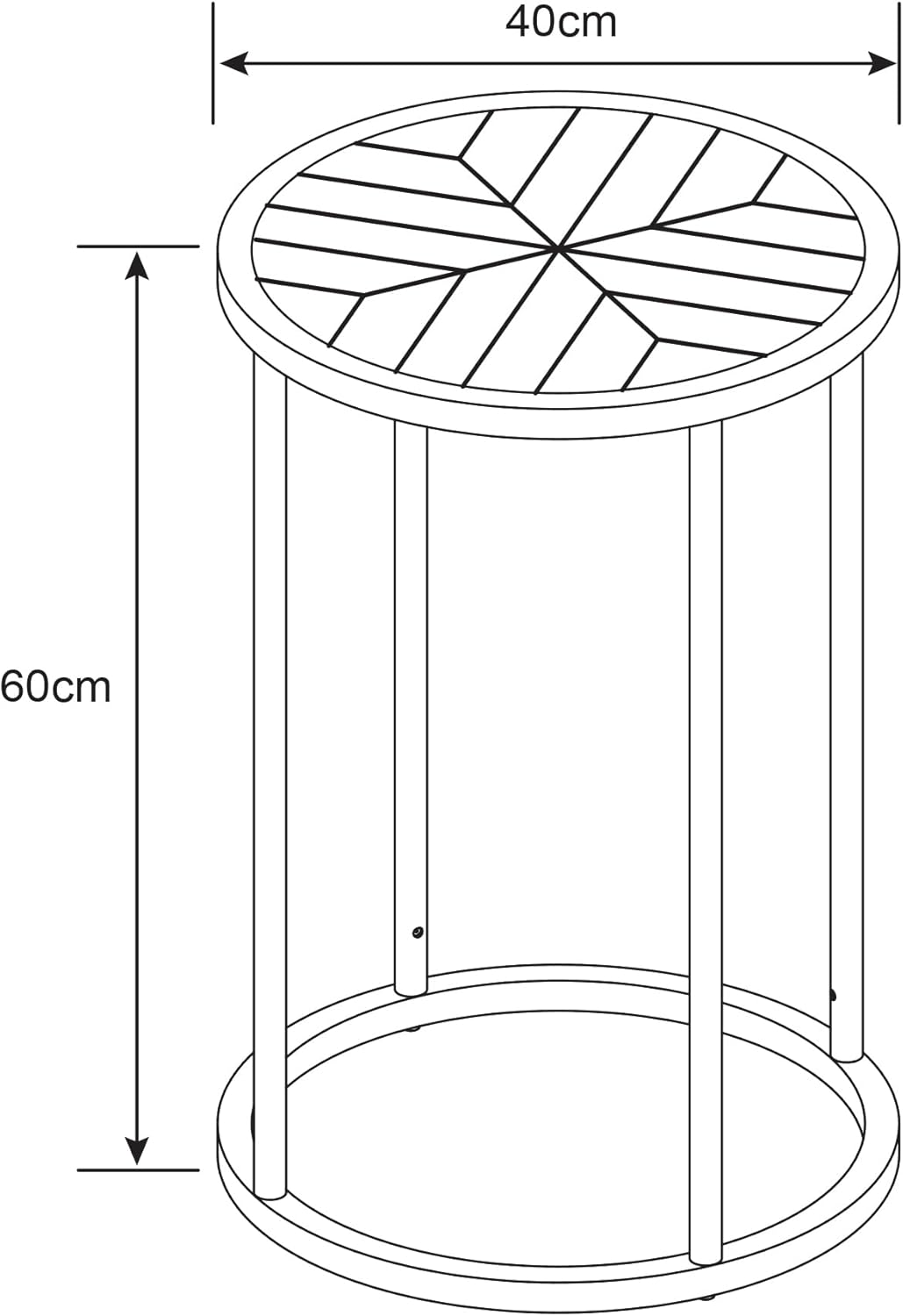 Canarm Birkett Round Metal Side Table, 15.75" W x 15.75" H x 23.63" D - Casual Living Room & Bedroom Pedestal End Table in Brown with Easy Assembly