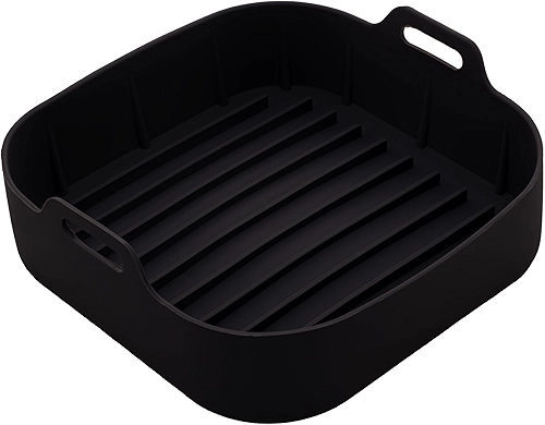 LYOR - Forma Quadrada de Silicone para Air Fryer Preta 16cm x 5,5Cm