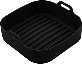 LYOR - Forma Quadrada de Silicone para Air Fryer Preta 16cm x 5,5Cm