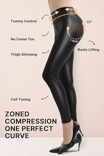 Miniatura 2 de Retro Gong - Leggings de piel sintética para mujer, con cintura alta, pantalones de piel sintética