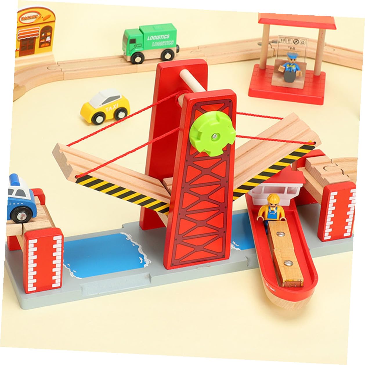 Eisenbahnbrücke Rot 1 Satz Kunststoff Holz für Kleinkinder | Selbstgemacht Spielzeug mit Zugbrücke, Easy To Build Track, Weihnachten und Feiertage