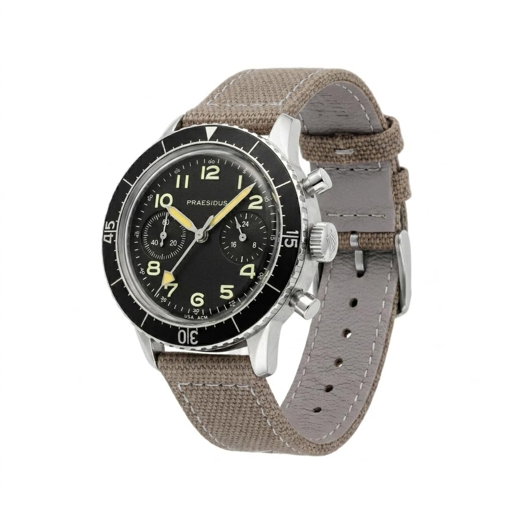PRAESIDUS | 𝗧𝘆𝗽𝗲 𝗛-𝟳𝟱 - Zegarki dla mężczyzn, Męskie zegarki na rękę - Pilot, Wojskowy - 38mm Case | Zmontowany w USA, 2 wojna światowa, Prezent
