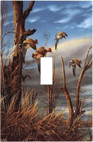 Cubiertas de interruptor de luz de pato de malardo, animales voladores de otoño, cubierta de placa de pared de una sola palanca, placas de pared