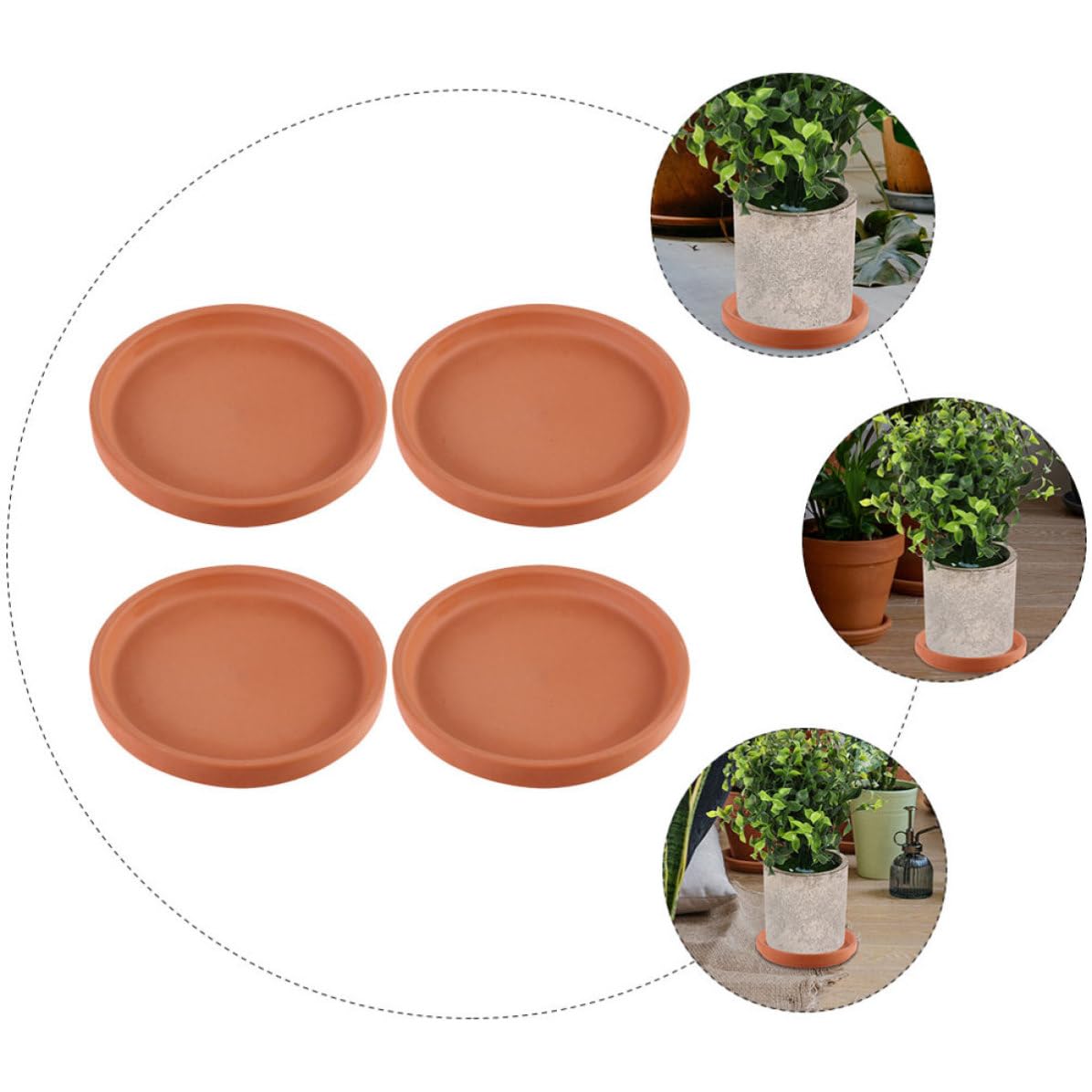 Alipis 4 Stück Runder Terrakotta Untersetzer aus Argil 18cm für Pflanzgefäße mit Wasserablauf und Stabilem Stand für Zimmerpflanzen und Blumentöpfe