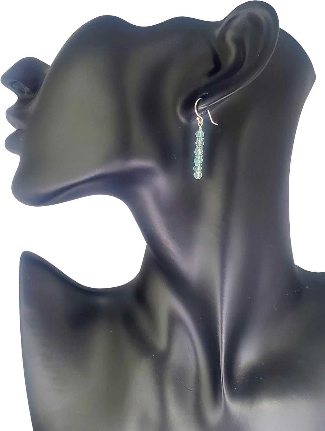 Sterling Silver Aquamarine Beaded Bar Drop Earrings, Handmade Gemstone Dangle Jewelry, March Birthstone - Image 5