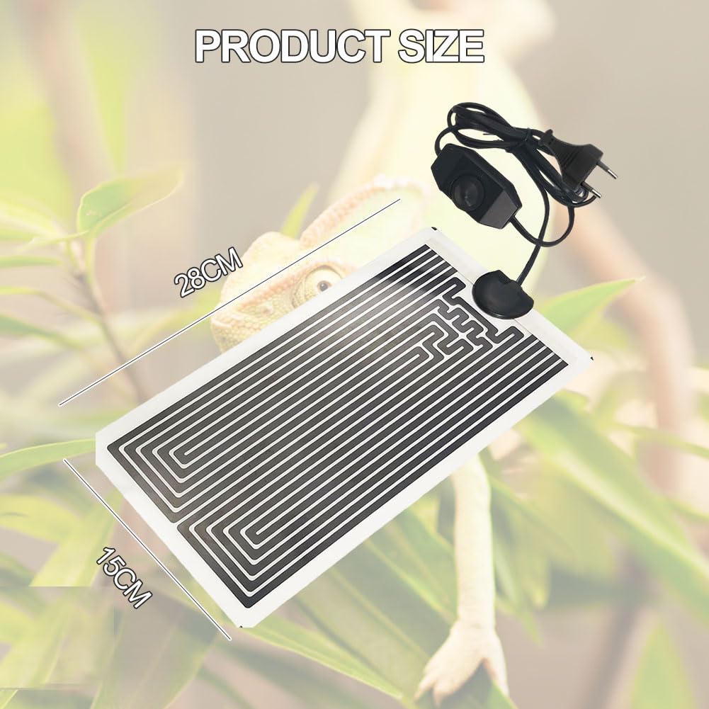 Manta Termica Reptiles,Estera Calefactora Para Terrario, 7w Manta Calefactora para Reptiles, Almohadilla calefactora para reptiles de baja temperatura, para Lagarto, Serpiente, Tortuga (15*28cm) — view 2