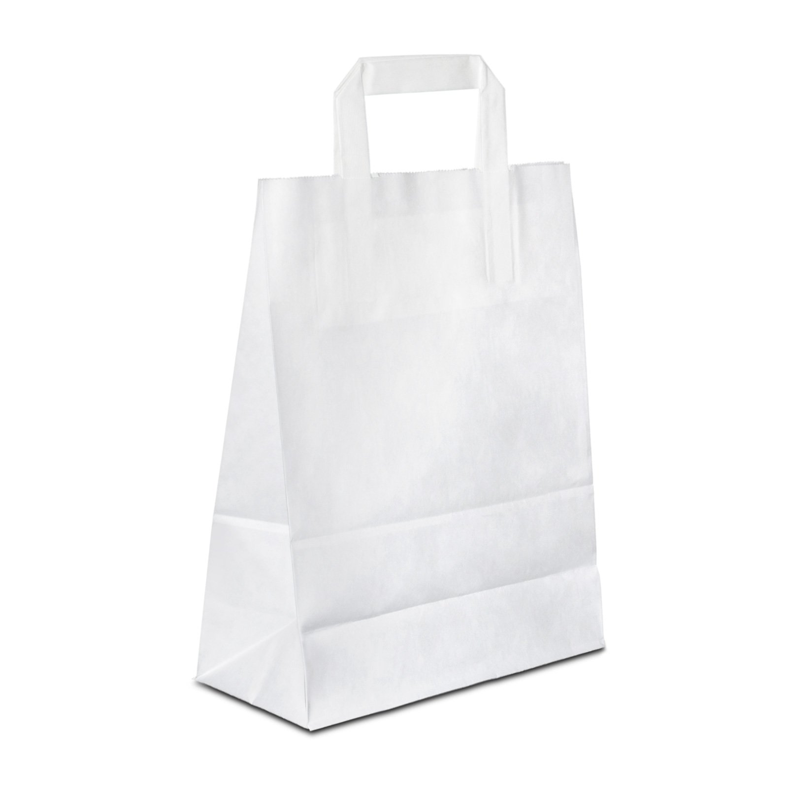 Papiertüten weiß mit Flach-Henkel I 250 Stk. 18+08x22cm I Papiertragetasche für Einzelhandel, Hochzeit, Geburtstag, TO-GO I Geschenktüten aus Kraftpapier I HUTNER