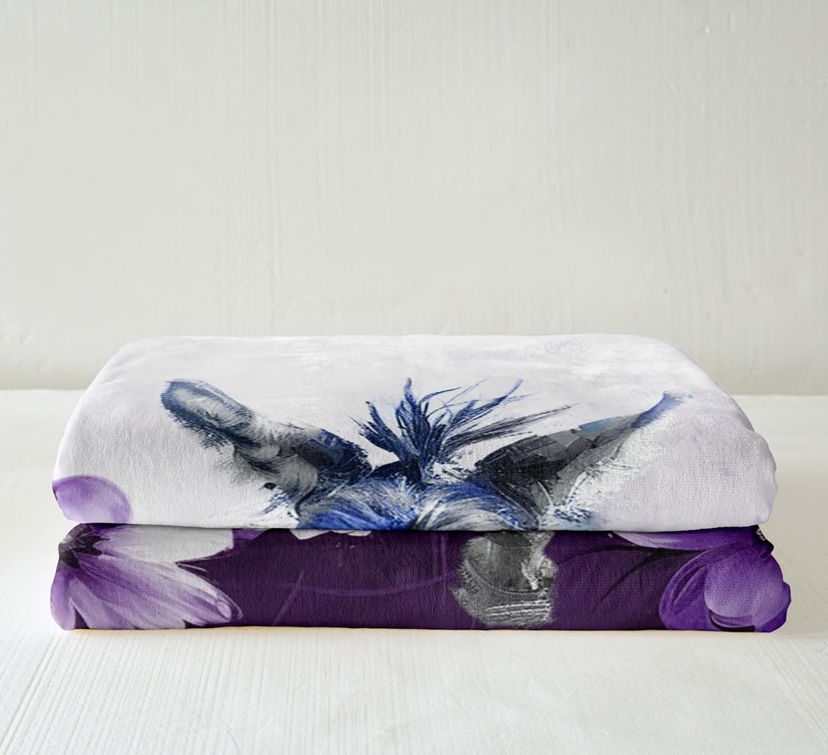 Erosebridal Donkey Blanket Daisy Flowers 90"x90" Throw Blanket,Blue Purple Ombre Oil Painting Fleece Blanket Graffiti Art Bed Blanket Farm Animals Butterfly Bohemian Decor