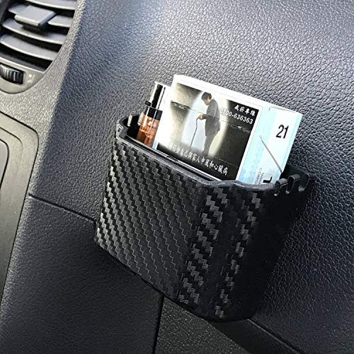 Hypersonic Front Seat Car Organizer Universal Vehicle Dashboard Pocket Holder Plastic Black Cargo Storage Box Holds Phone Money Cards Keys Glasses Remote