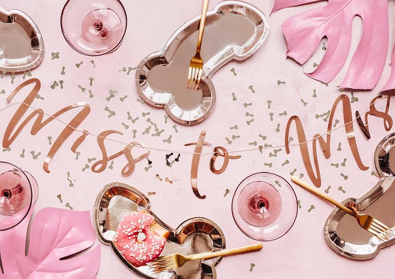 Miniatura 3 de WORKKEEP Bachelorette Party Decorations 10 pcs Disposable Rose Gold Paper Plates, 10 in x 6 in Heavy Duty Paper Plates,Party Supplies for