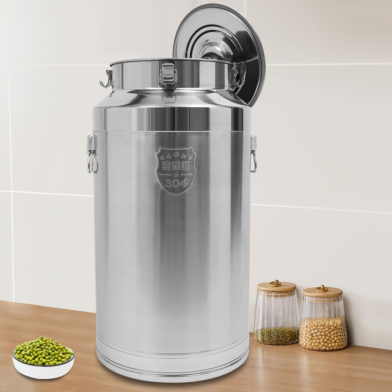 AYCDL Pail Milk Can Bucket,Stainless Steel 23.25 Gal Portable Jug Large Capacity Sealed Bucket for Party Wedding Picnics Cafes Buffett
