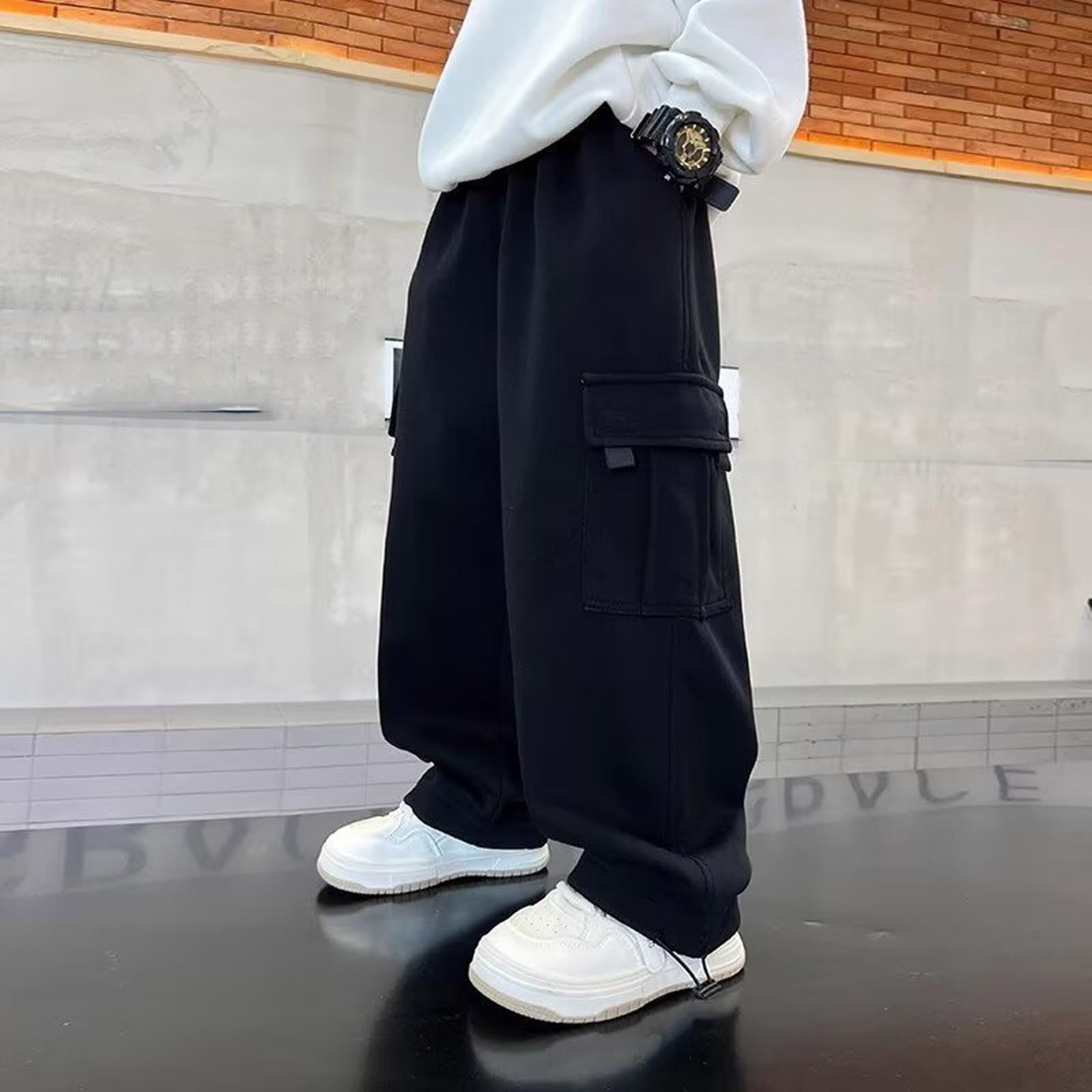 Generico Pantaloni Cargo Bambino 8-15 Anni Invernali con Elastico in Vita Pantaloni Baggy Bambini Trekking Casual con Tasche Hip Hop Jogging Ragazzo Sportivi Comodi