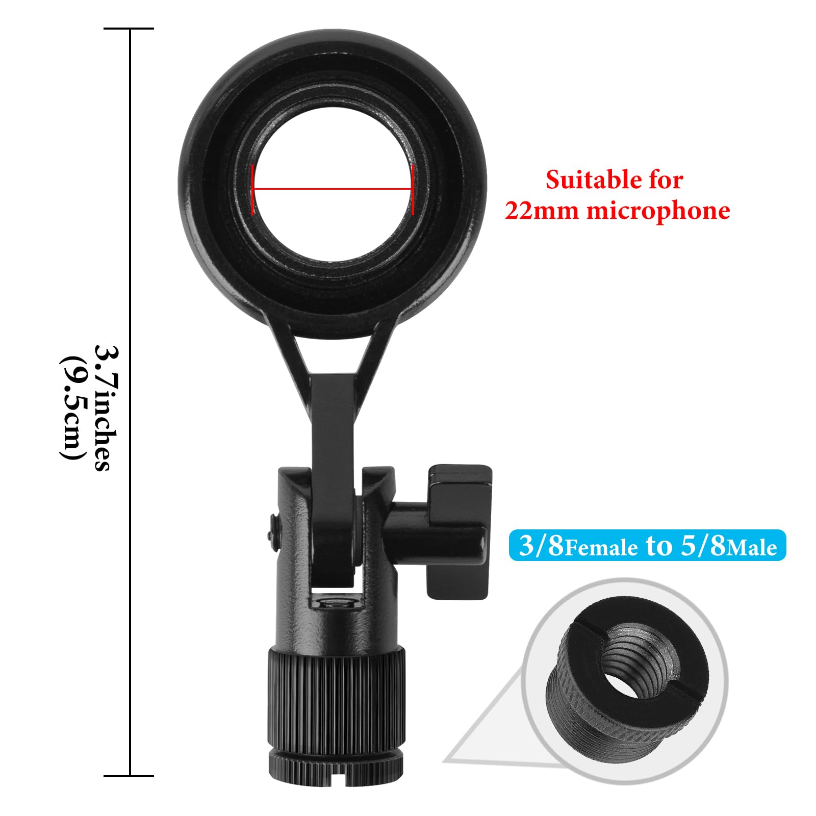 Geekria for Creators Microphone Stand Mount for 22mm / 0.9in Threads Microphones, Microphone Shock Mount Compatible with Samson C01U Pro Adjustable Mic Stand, Hard Mount Microphone Holder (Black)