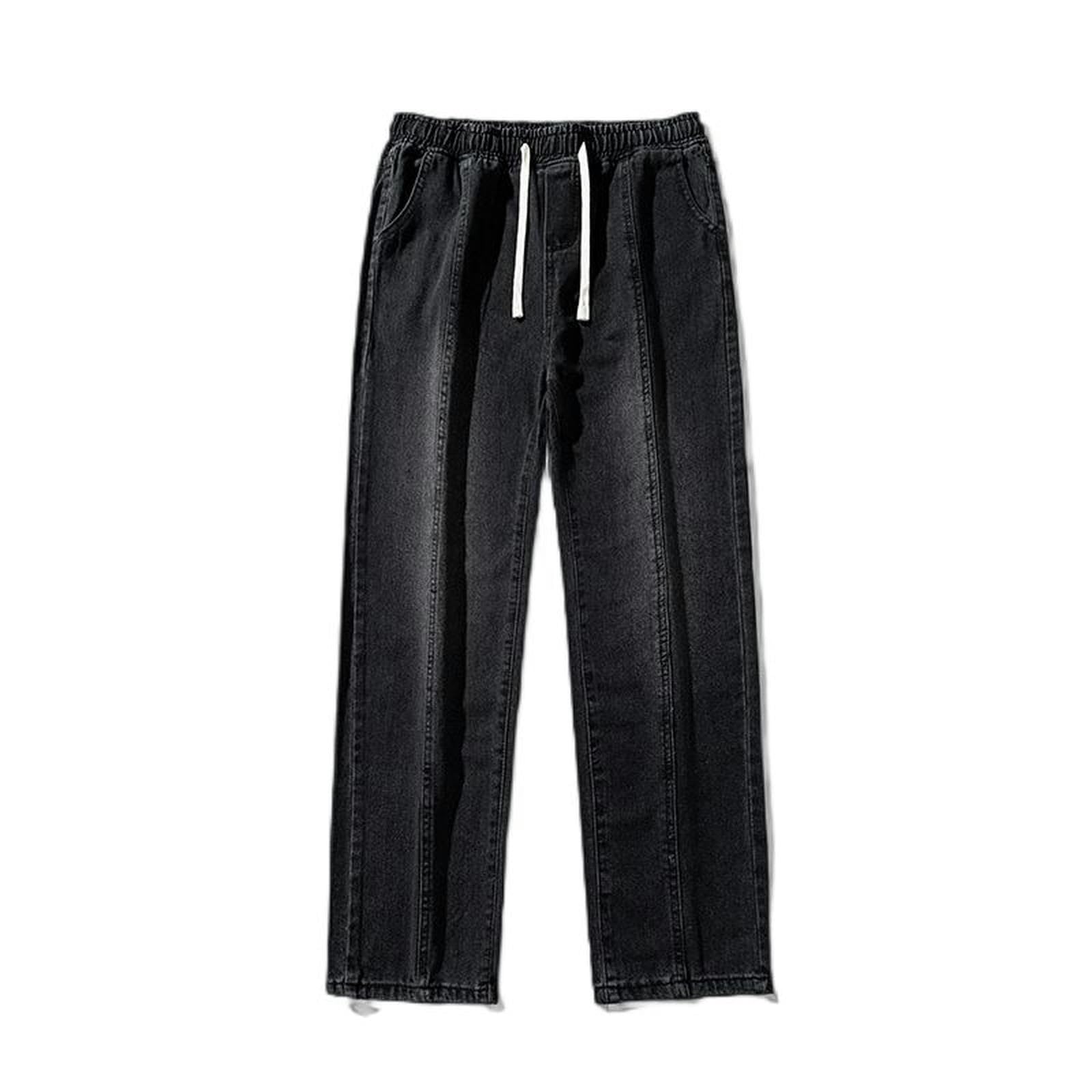 Jeans Azzurri da Uomo, Stagione per Adolescenti, Pantaloni Larghi e Dritti, Pantaloni da Ragazzo - Neri - XXL