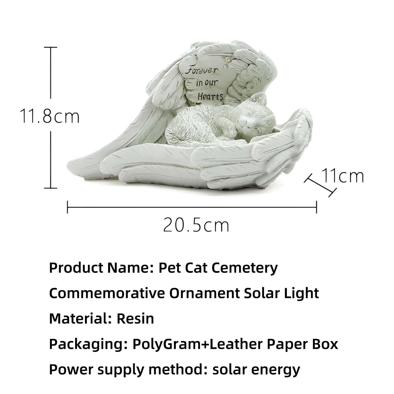 Energia solare pietra commemorativa LED con ali d'angelo per animali domestici tomba giardino resistente alle intemperie