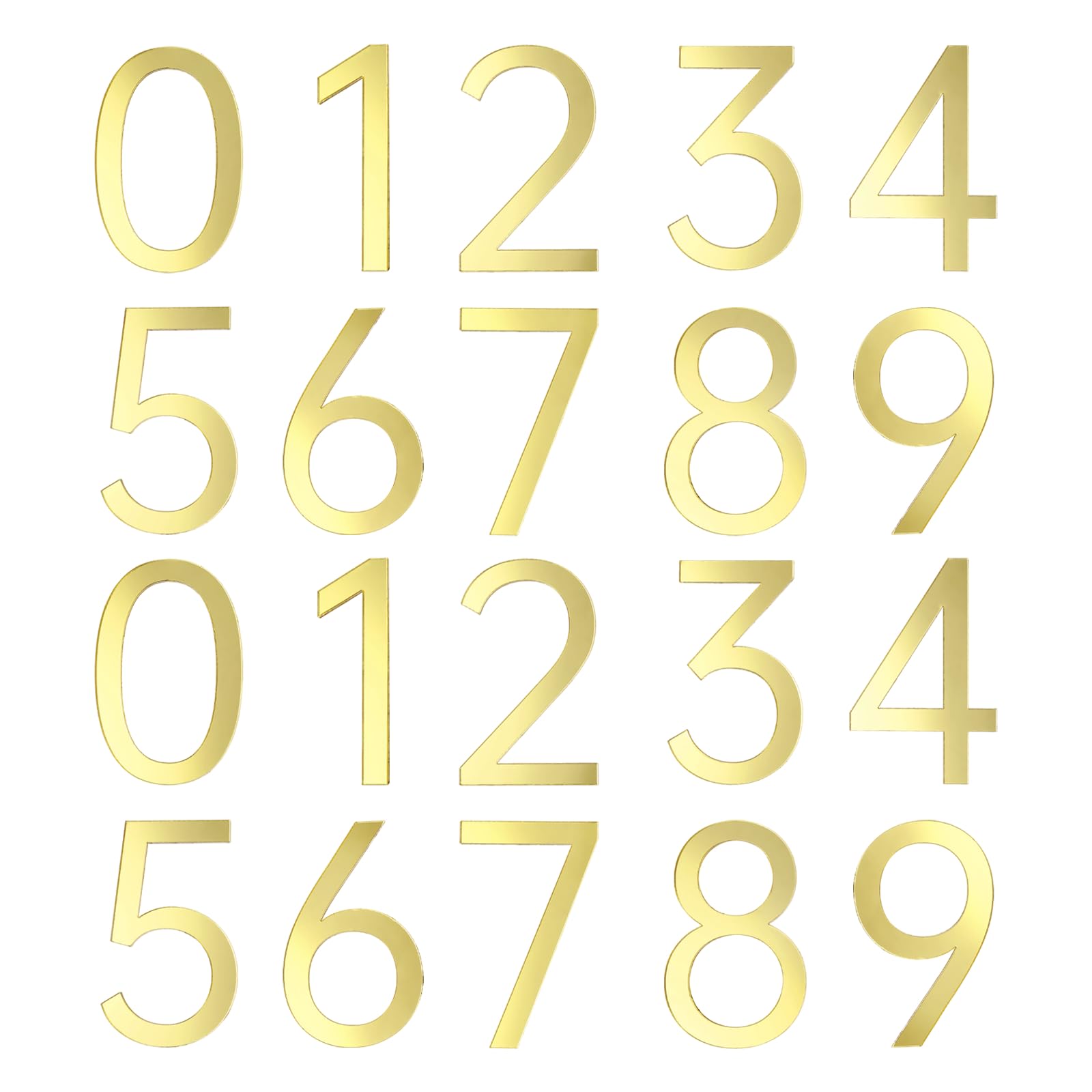 sourcing map 20Pcs 2.7 Inch House Numbers 0-9, Acrylic Self-adhesive Mailbox Door Stickers, Outdoor Address Signs for Office Hotel Apartments, Garden, Glossy Gold — image 1