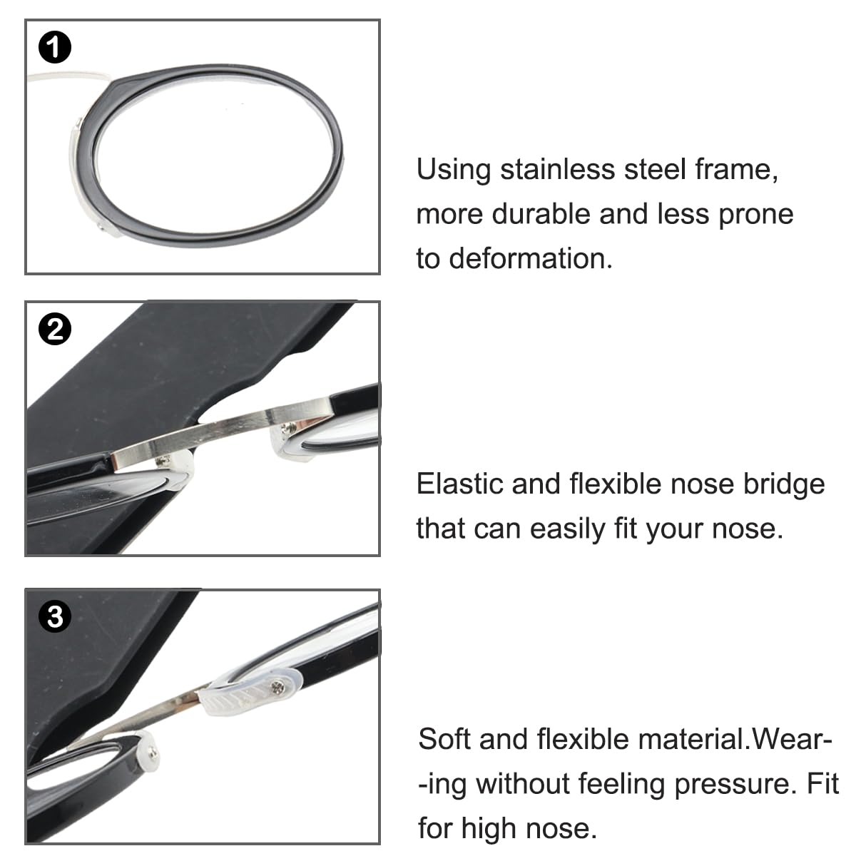 COVESATO Mini Armless Reading Glasses for Men Women Slim Thin Clip on Nose Readers with Small Portable Case(2-Pack,2.00)