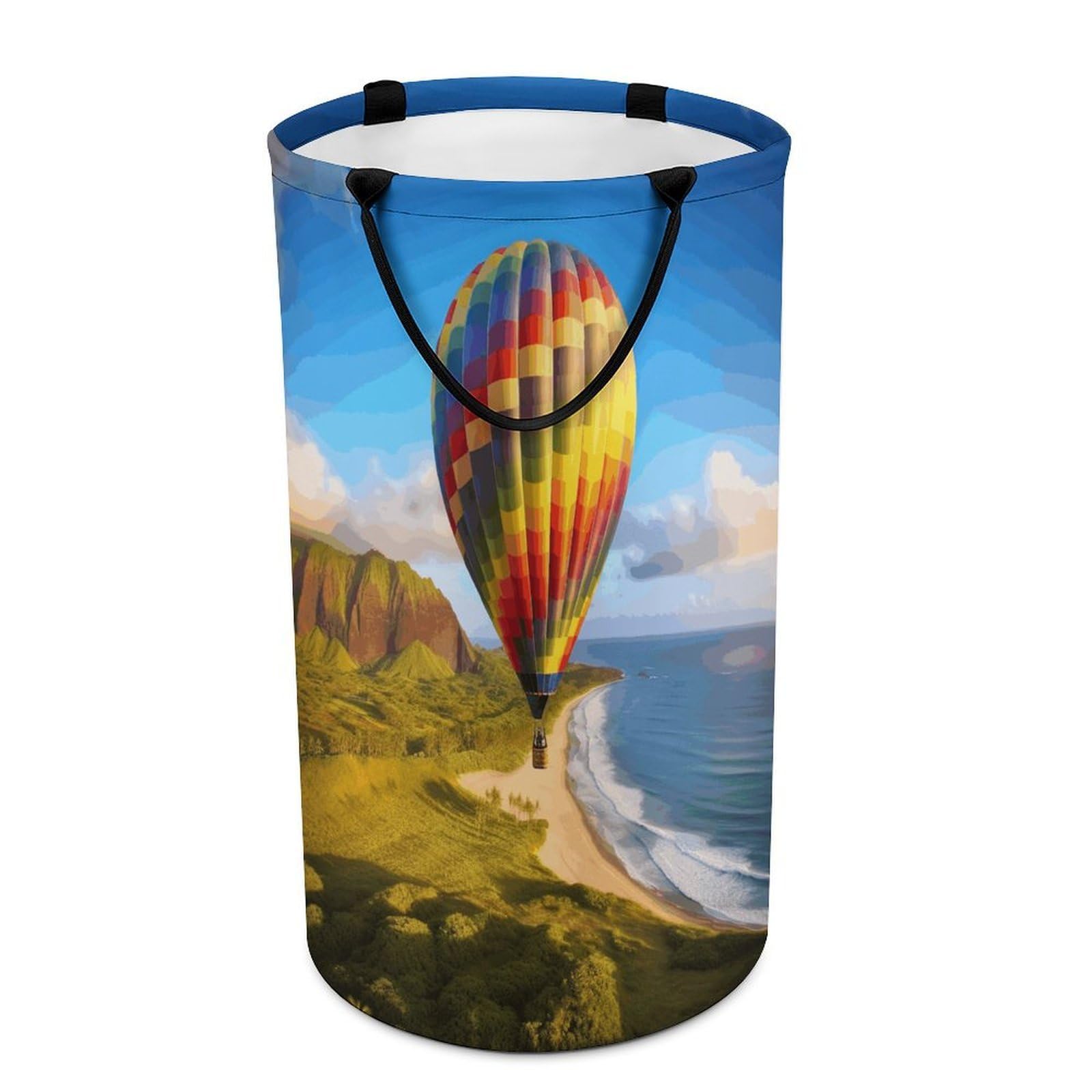 Hawaii Hot Air Balloon Laundry Hamper Waterproof Polyester Laundry Baskets Collapsible Dirty Clothes Storage Basket Clothes Hampers with Sturdy Handles for Travel Bedroom