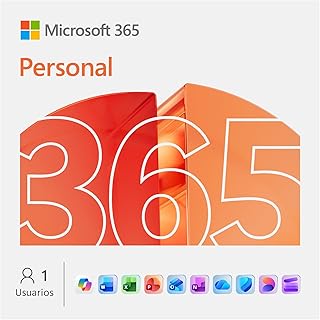 Microsoft 365 Personal | 12 meses | 1 persona | Apps Office con IA | 1TB de Almacenamiento OneDrive | Código de activación enviado por email