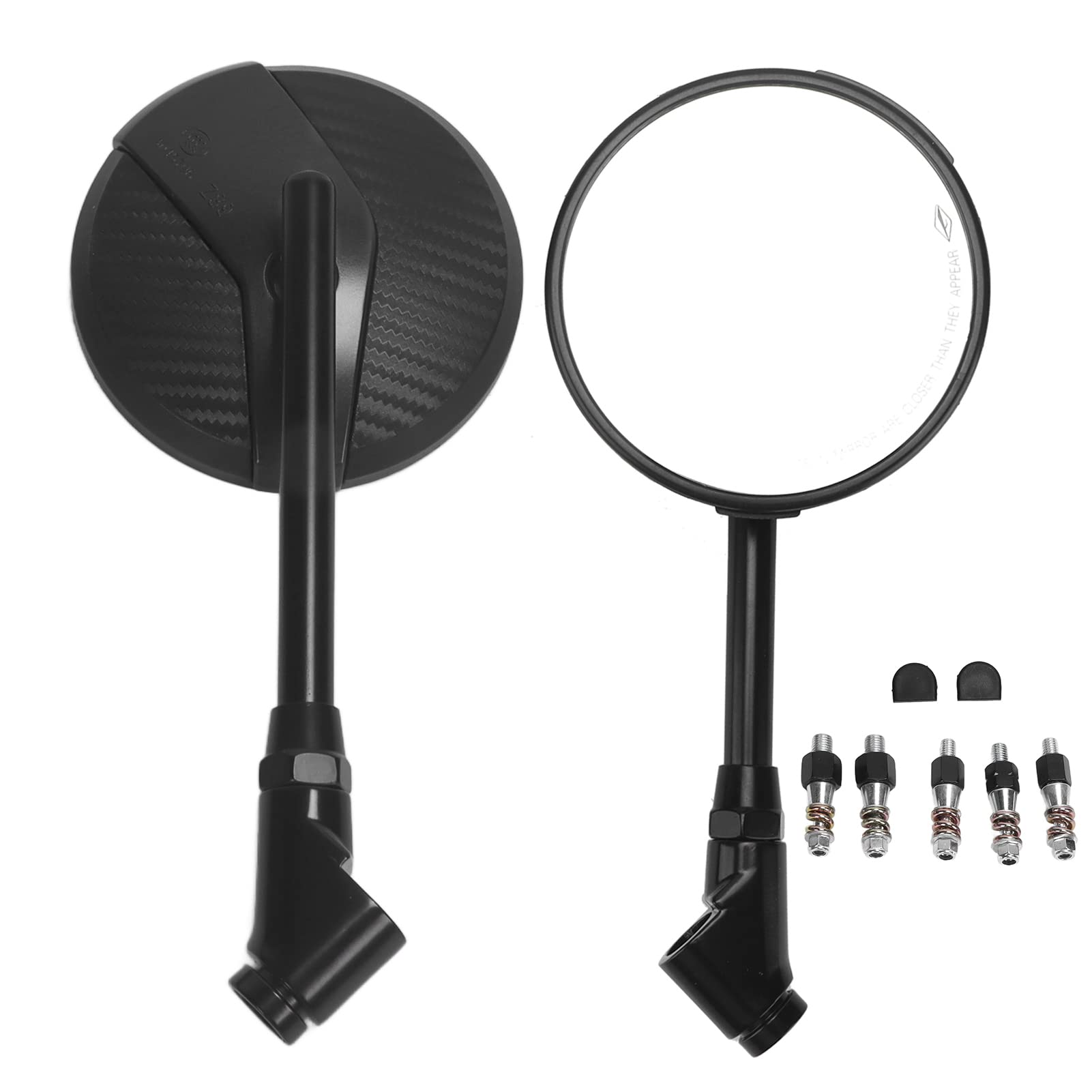 Specchietto Retrovisore Moto Ruotabile a 360 Gradi, Stile Fibra di Carbonio, Ultra Trasparente, Materiali Premium, Facile da Installare, Universale per Moto, Scooter, Bici da