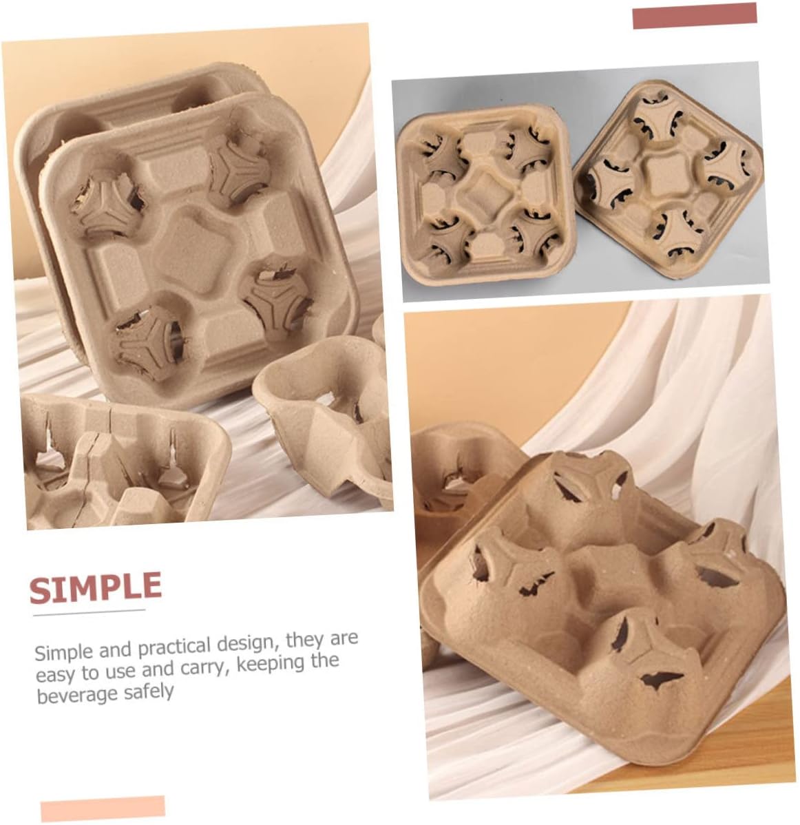 VOSAREA 25pcs Cup Holder Tray Outdoor Cup Trays Useful Beverage Packing Boxes Takeout Packing Supply Space-Saving Design