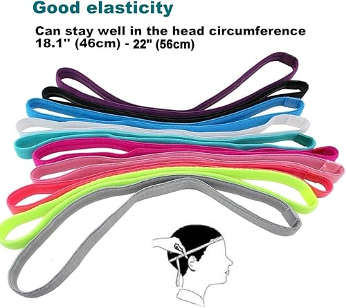 Miniatura 2 de Diademas deportivas para niñas, banda antideslizante para el cabello, agarre atlético, bandas elásticas para el sudor para guiar el sudor al correr,