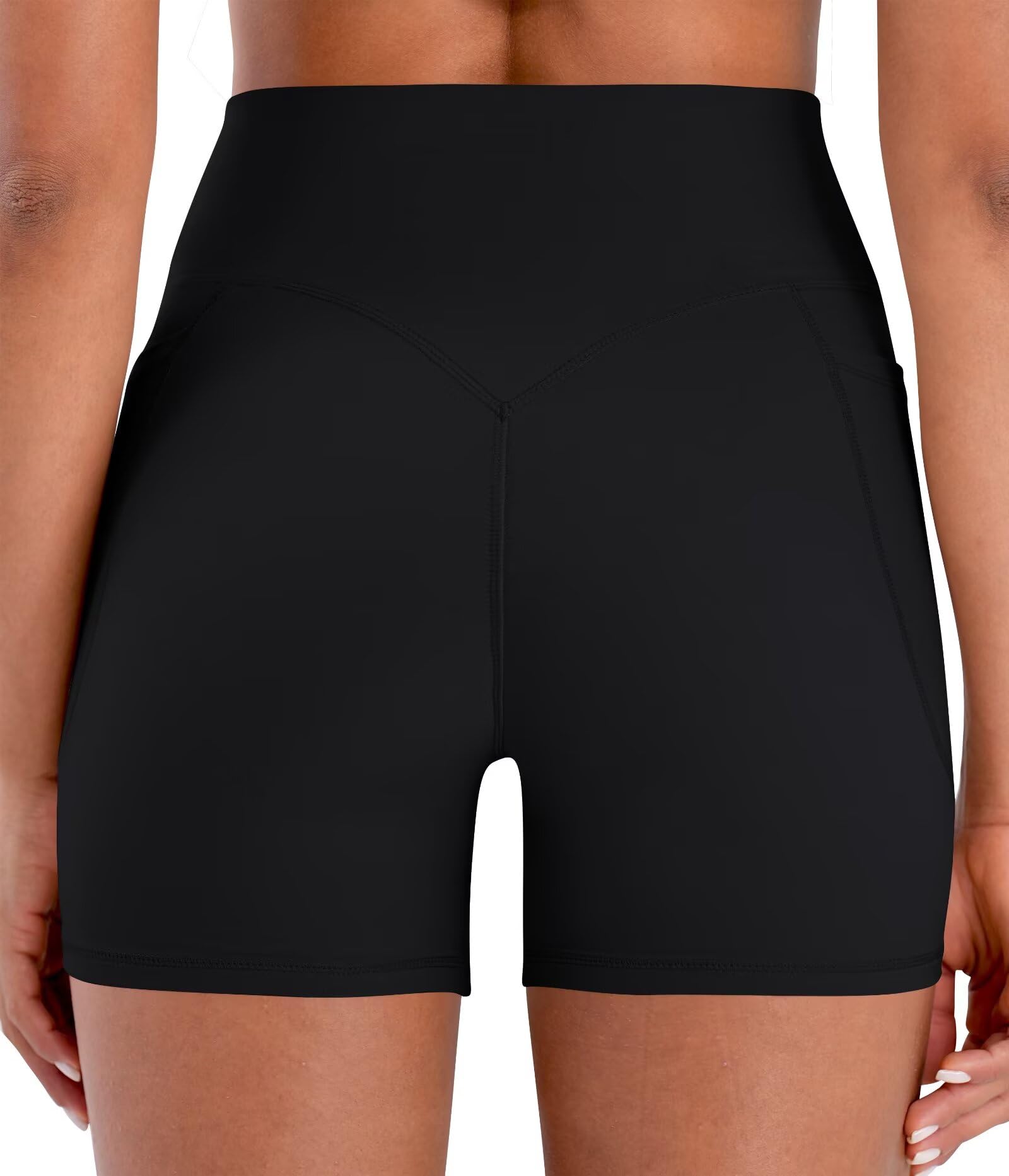 Sunzel Pantaloncini da motociclista nascosti da 10 cm con tasca da donna, senza cuciture anteriori, vita alta, controllo della pancia, pantaloncini da yoga