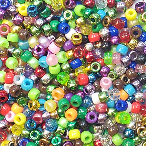 arkCRAFT Plastic Pony Beads Assorted Colours - 1000Pcs (4 in 1)