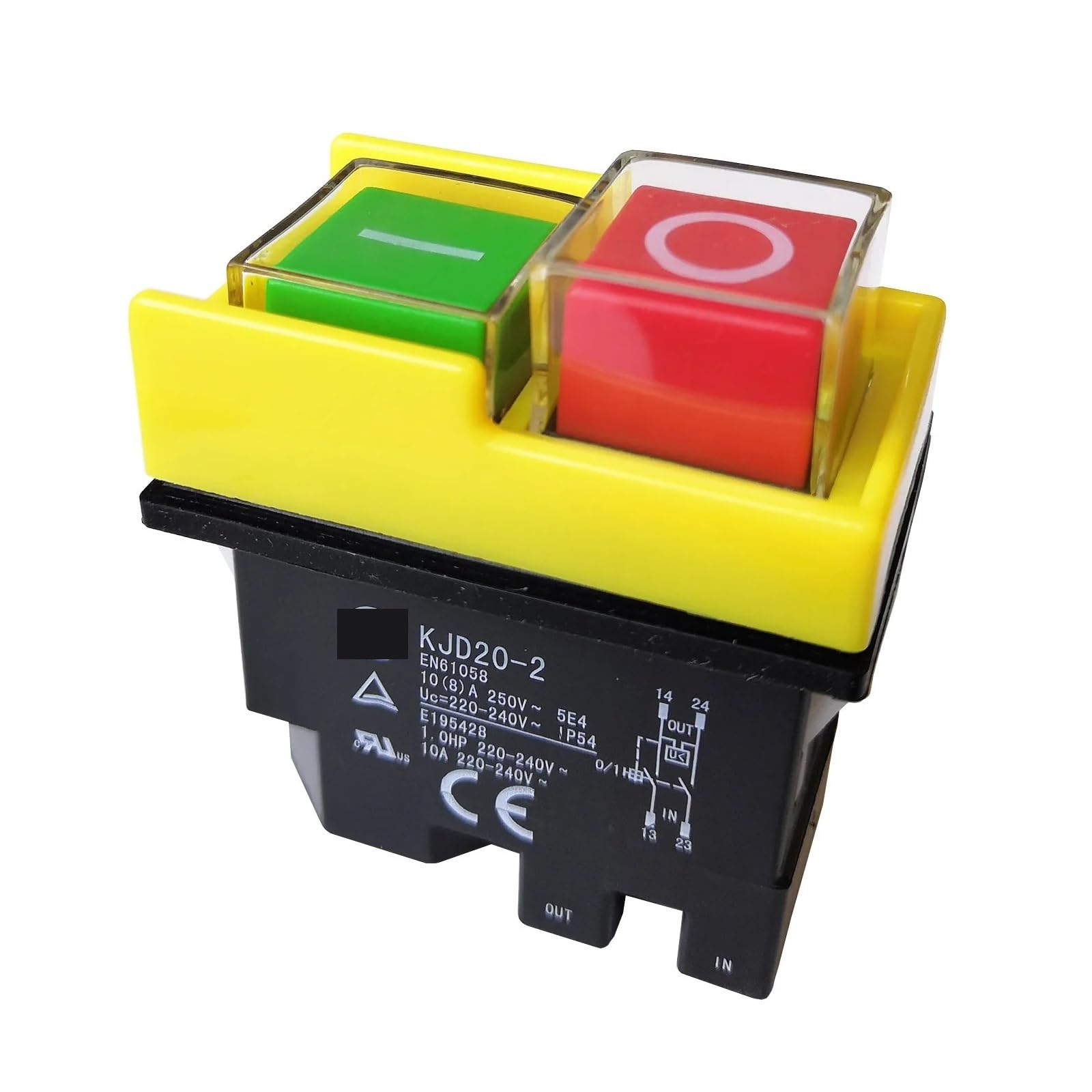 KJD20-2 - Interruptor de botón electromagnético industrial de 250 V para herramientas eléctricas (amarillo), 220 V