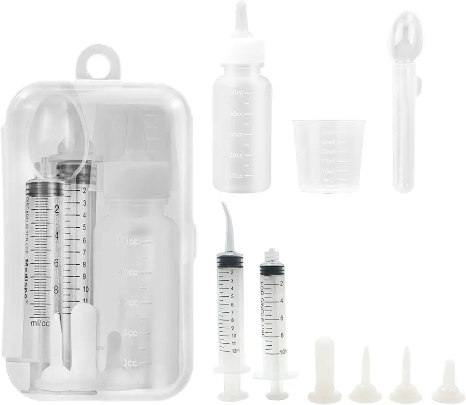 Senzz Kit De Alimentação Para Animais De Estimação, Controle Preciso Do Fluxo De Leite Para Animais Recém-Nascidos, Perfeito Para Gatinhos, Cachorros E Animais Selvagens. Inclui 2 Seringas