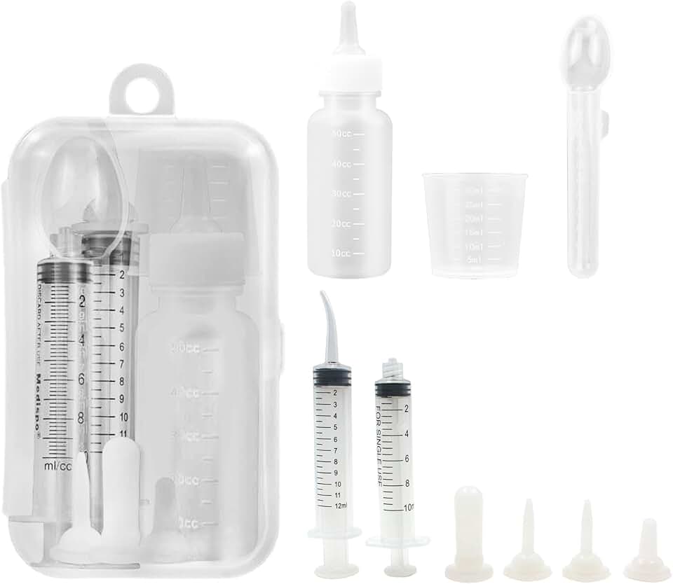 Senzz Kit De Alimentação Para Animais De Estimação, Controle Preciso Do Fluxo De Leite Para Animais Recém-Nascidos, Perfeito Para Gatinhos, Cachorros E Animais Selvagens. Inclui 2 Seringas